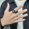 Vnox High Quality Men's Stone Ring Black High Polished Stainless Steel Men's Jewelry  Color Charm Ring For Men