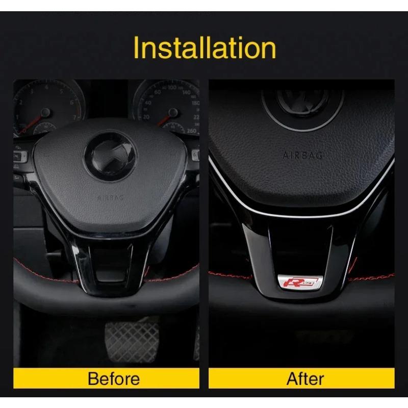 3D алюминиевый сплав Rline эмблема значок рулевого колеса автомобиля логотип наклейка аксессуары для GTI Polo Golf Passat Scirocco Jetta Beetle