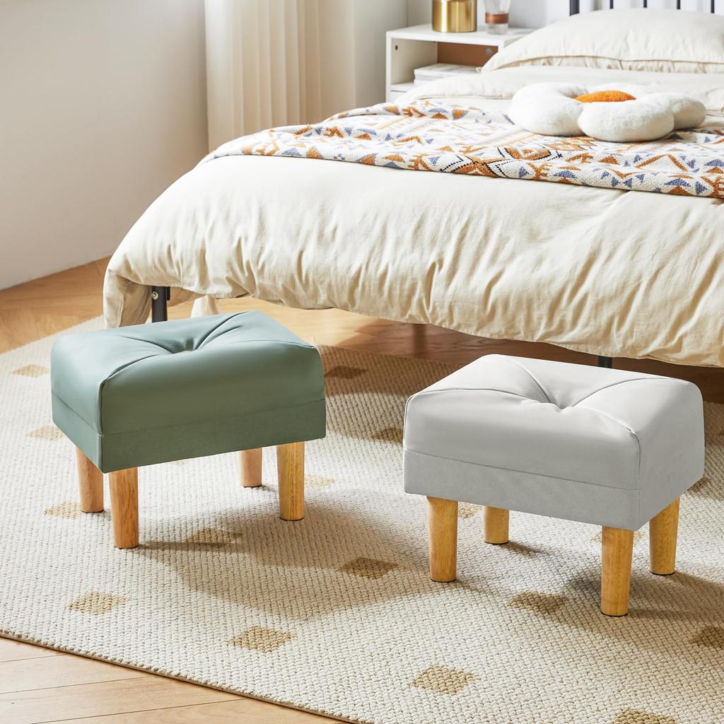 YMYNY Маленький стул из технической ткани с мягкой губкой и деревянной обувной табуреткой для гостиной или зеленый пуфик, сиденье, подставка для ног, комната, спальня, прихожая,