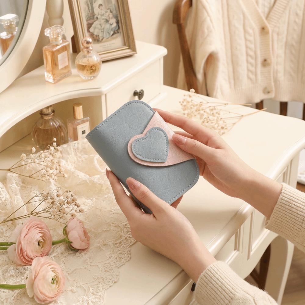 Patchwork Style PU Two-tone Key Case Mini Size Multi Slots Card Holder Multifunctional Portable Keychain Wallet Women