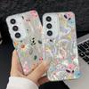 Чехол для телефона с перьями и цветочным принтом для Samsung S25 Ultra S24 FE S23 A16 A36 A55 A56 A35, блестящий, тонкий, с мягким краем, противоударный, жесткий, из поликарбоната