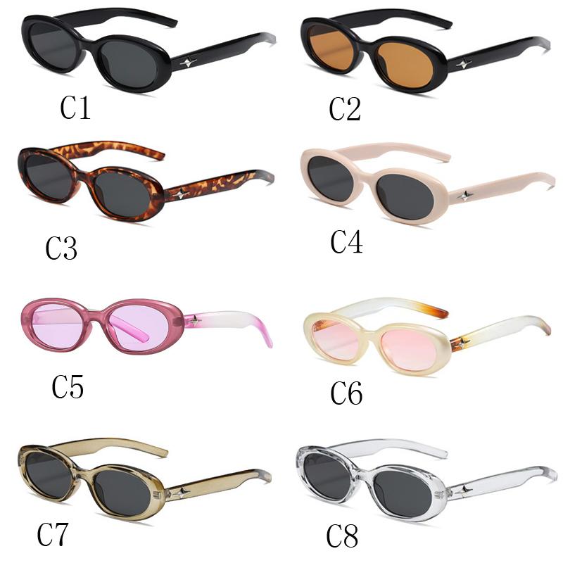 Y2K Fashion Sweet Cool Spicy Girl Sunglasses For Women Men Premium Retro Oval Laser Pink Shade For Women Small Frame Star Decorative Sun Glasses
