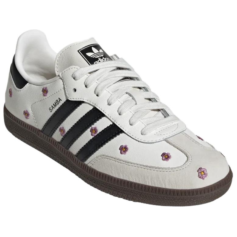 adidas Samba OG белые цветочные вышитые женские кроссовки IF4398