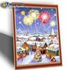 Полный дрель квадратная Алмазная вышивка крестом дом фейерверк алмазная живопись зимний пейзаж мозаика Рождественский подарок