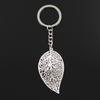 New Fashion Men 30mm Keychain DIY Metal Holder Chain Vintage Tree Leaf 57x31mm Antique Bronze Pendant