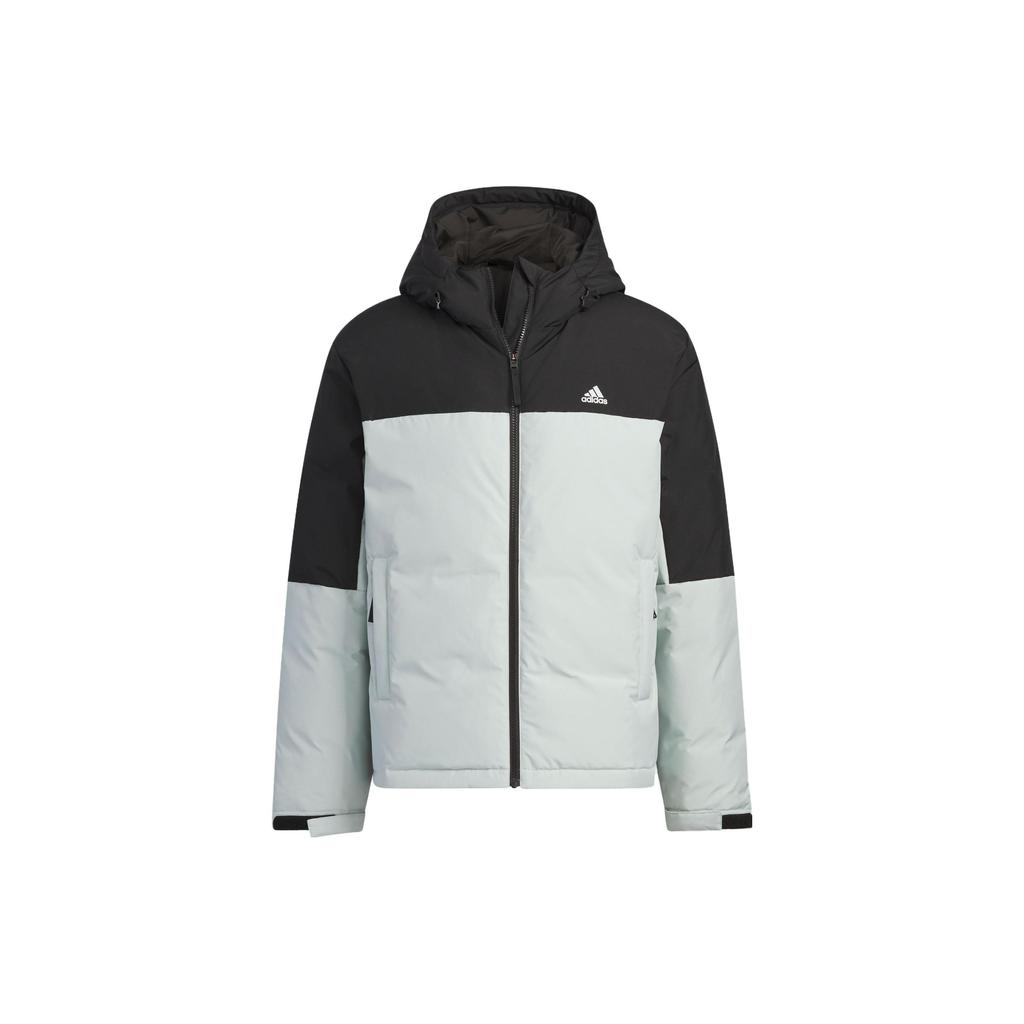Adidas Color-Block Outdoor Sports Casual Hooded Down Jacket Men Outerwear Silver Gray IT8723