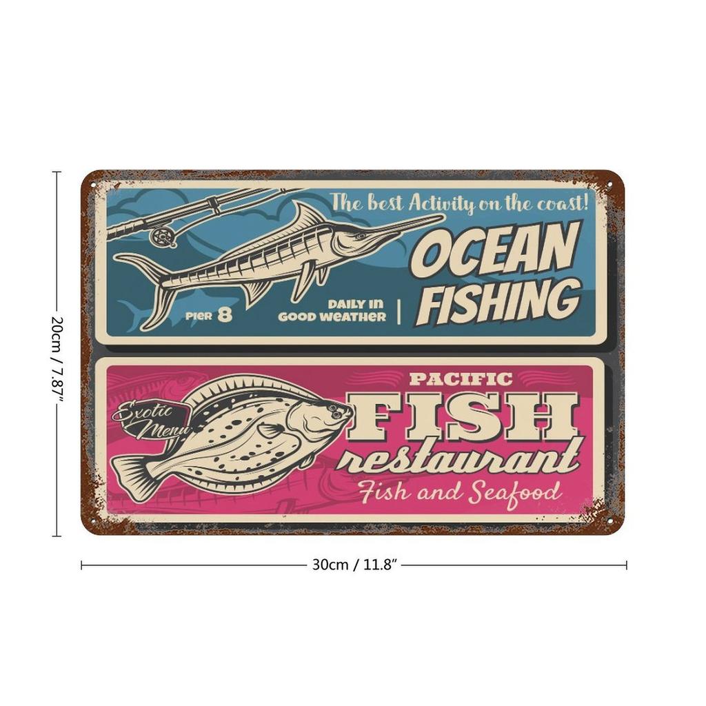 1-Pack retro loft metal wall sign, 20×30cm and 30×40cm, antique rust-effect decor for study, bedroom or hallway