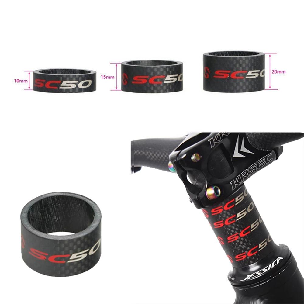 Bike Stem 3pcs set Carbon Fiber 1-1/8" 28.6mm Bicycle Headset Washer Spacer Bike Accessories Spacing Pad