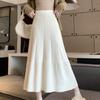 Plus Size Pear Shape Knit Skirt Womenswear Autumn Slimming Black Skirt High Waist Draping A-Line