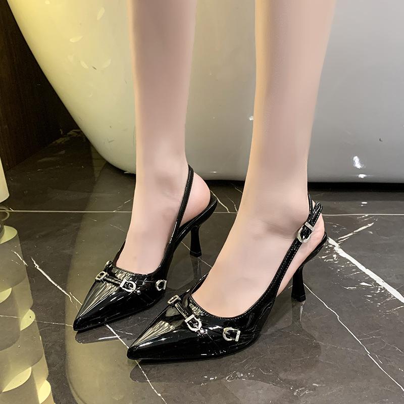 Французские туфли-стилетто с открытым носком, туфли-феи, новая мода весна-лето 2025, босоножки с острым носком на высоком каблуке с ремешком