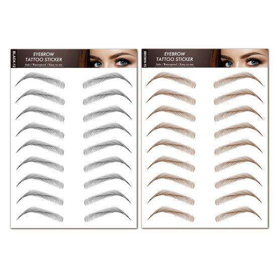 2 Sheets Waterproof Eyebrow Tattoo Stickers Hair-Like Natural Fake Eyebrows Makeup Accessories