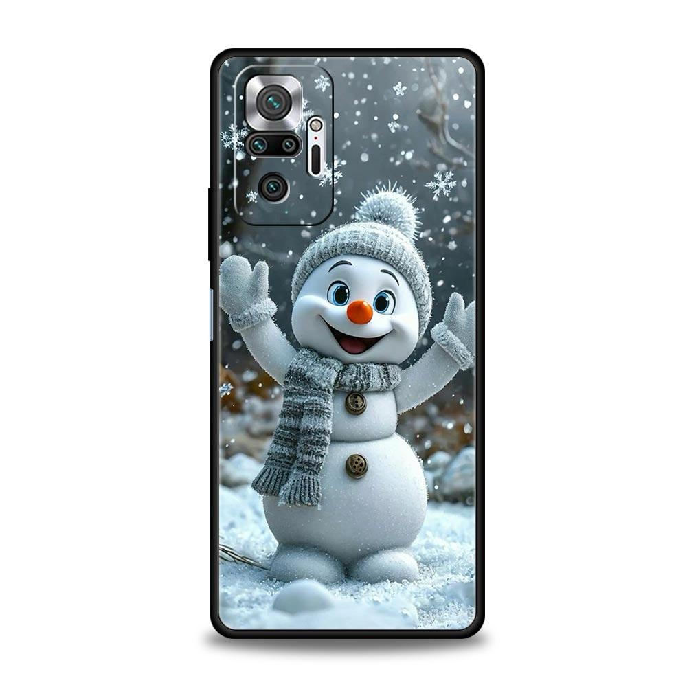 Чехол для телефона Рождественский снеговик для Redmi 14C 10C Note 15 14 13 12 10 11 K40 Pro Plus 5G Ударопрочный Мягкий ТПУ Корпус Funda Сумка