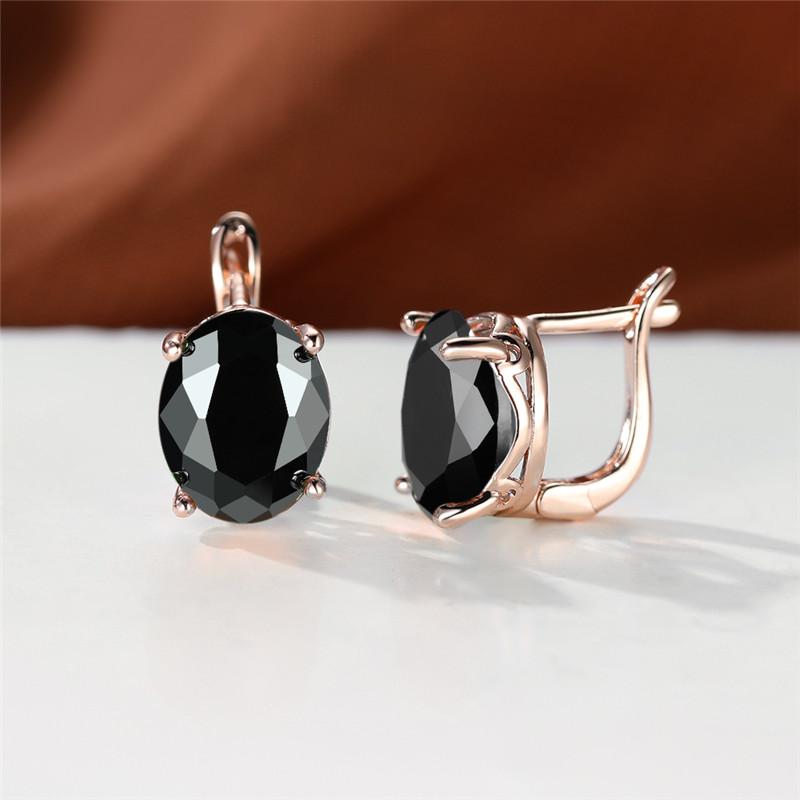 Кристальные женские белые красные овальные серьги-клипсы с камнями цвета розового золота, многоцветный циркон, свадебные украшения для женщин