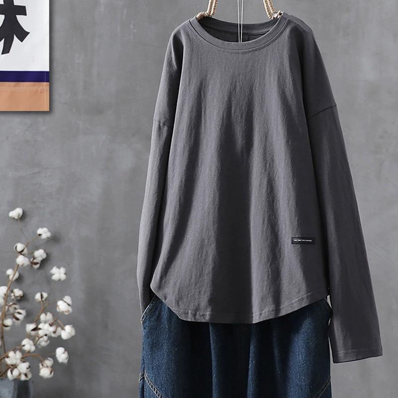 Женская однотонная футболка с длинным рукавом для женщин, дизайнерская модель Sense, модная верхняя базовая рубашка на весну и осень