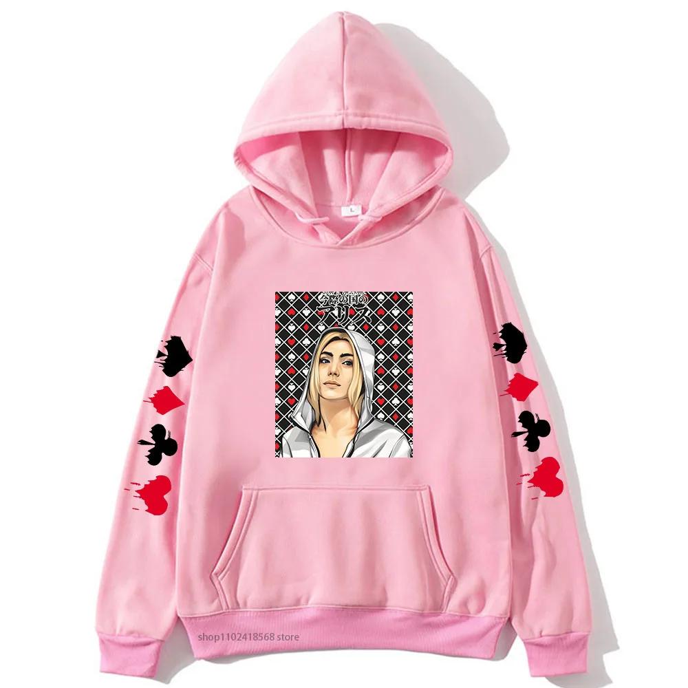 Толстовка с капюшоном Alice In Borderland для мужчин с рисунком Chishiya, женская толстовка с рисунком аниме, уличная одежда, зимняя верхняя одежда