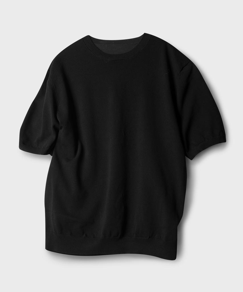 BLACK MOMENT Cool Linen-Like Semi-Overfit Half Sleeve Knit 8 Colors