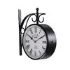Винтажный продукт, антикварные металлические двусторонние аналоговые настенные часы с железнодорожным вокзалом (Черный, 8 дюймов)