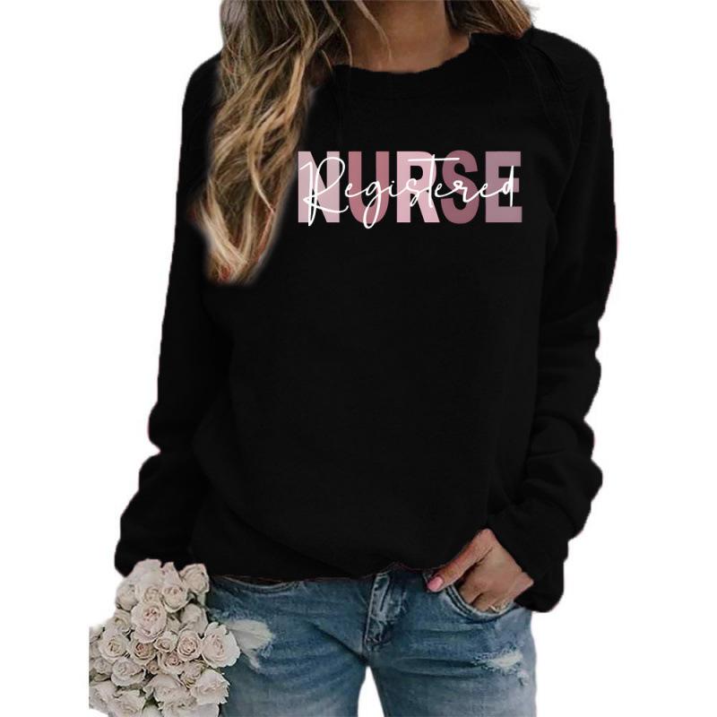 Cross-Border Registered Nurse Women's Round Neck Casual Loose Sweatshirt, European Size