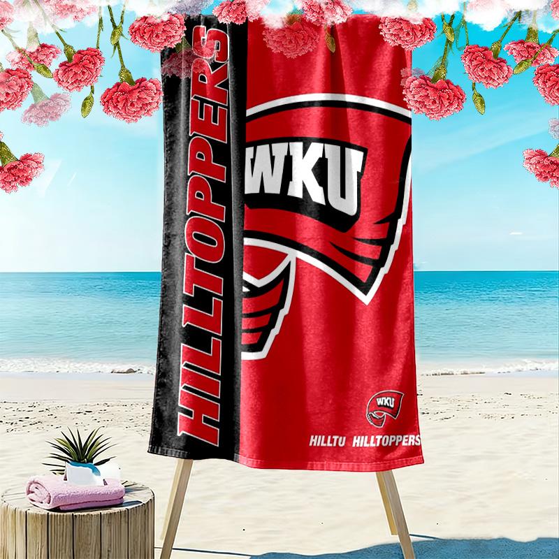Western Kentucky Hilltoppers Print Beach Towel, Large Soft Quick Dry Towel for Beach Camping Swimming