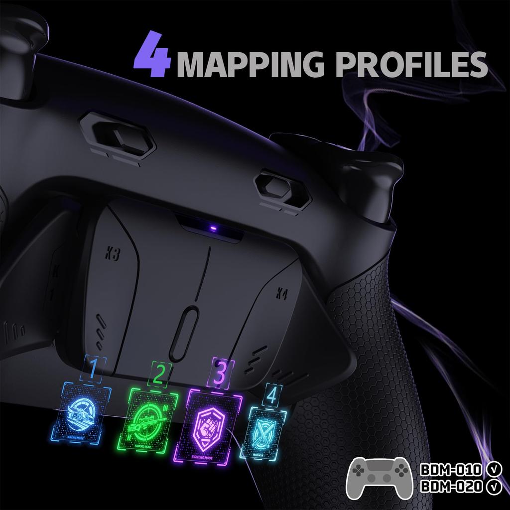 eXtremeRate RISE4 Plus MAX Back Paddle Kit Compatible with PS5 Controller with Clicky Trigger Stop Rubber Remappable Back Button Kit for Compatible