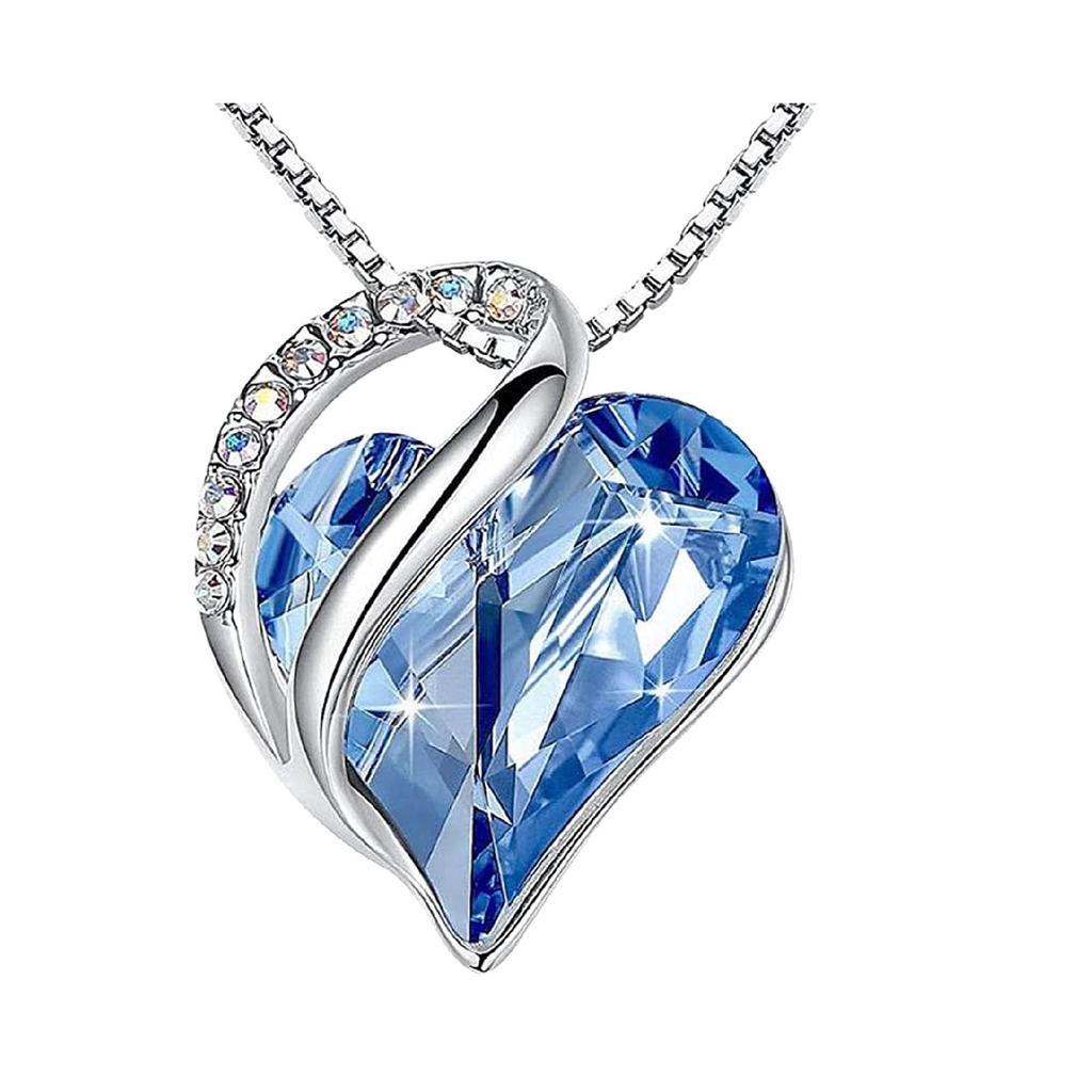 Heart Shaped Geometric Birthstone Necklace Jewelry Women's Clavicle Chain Gift