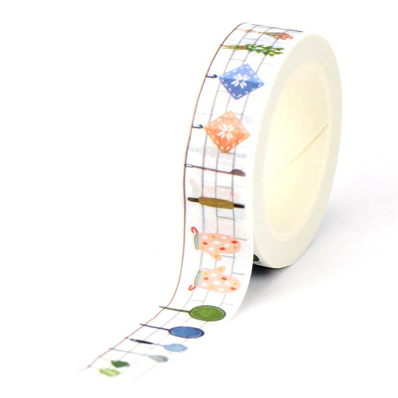 NEW 1PC. 10M Decorative Kitchen Books and Cactus Japanese Paper Washi Tape Set for Scrapbooking Journaling Cute Stationery