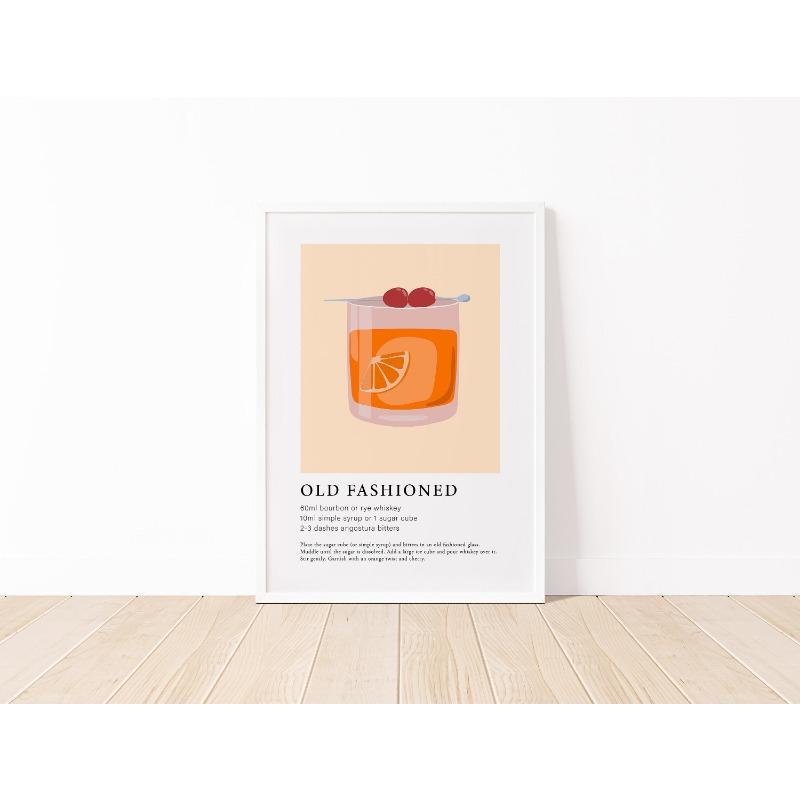 Modern Colorful Minimalist Alcohol Canvas Poster Cocktail Wall Art Aesthetic Drinks Print Kitchen Bar Living Room Decor