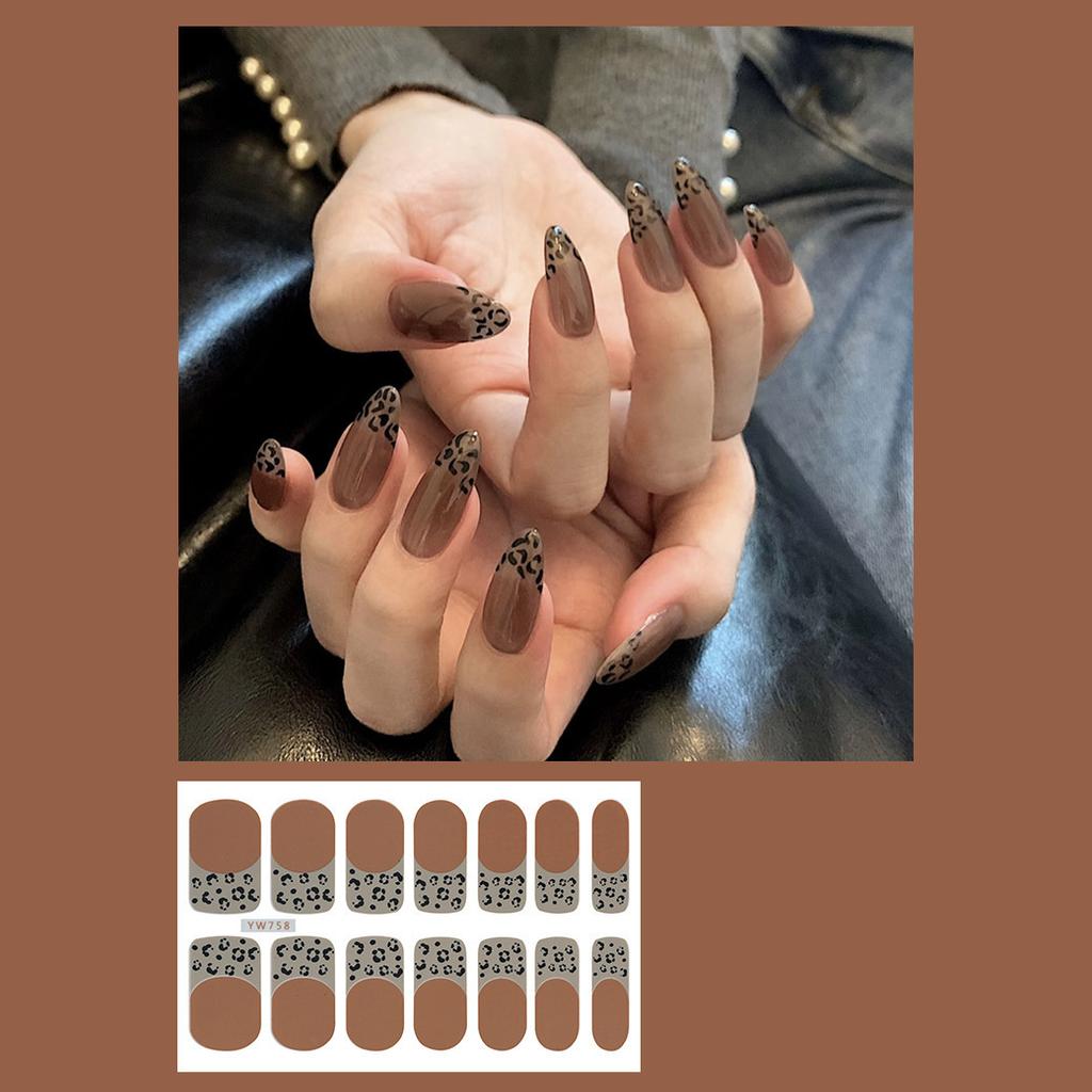 14 шт./лист, наклейки для ногтей в черно-белую полоску, готовый маникюр, быстрый Nial