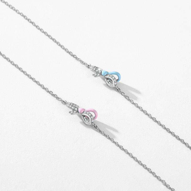 Браслет из стерлингового серебра S925, корейское издание, темпераментный браслет с бантом, женская мода, маленькие, свежие, сладкие и сто парных украшений для рук