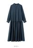 Платье для беременных с низкой посадкой, длинное, открытое, темно-синее, для кормления, 10490170 [ANGELIEBE] Платье, талия, рукав, спереди, дородовое, послеродовое, длинное, свободное, женское, L,