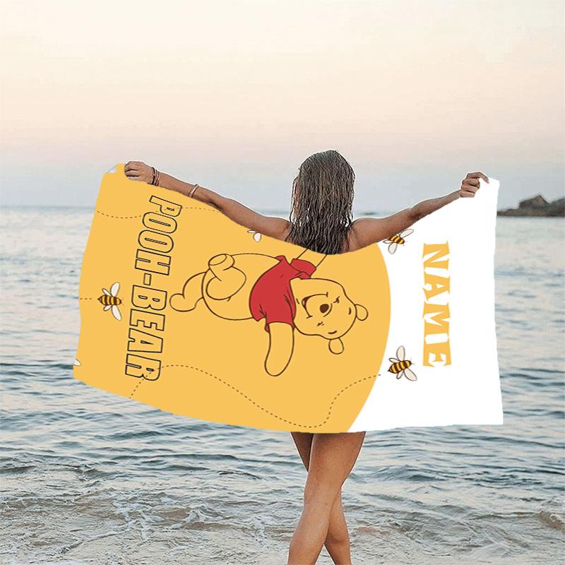 1pc Winnie4 Beach Towel with Custom Name, Beach/Swimming/Bath/Picnic/Camping Towel, Suitable for Seaside Beaches