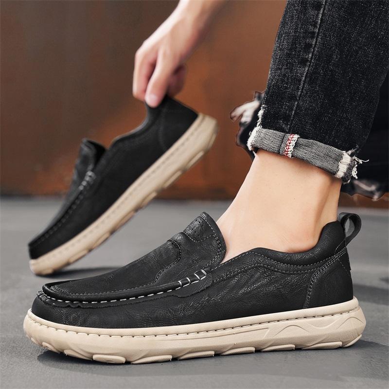 British Style Genuine Leather Men Shoes Trend Comfortable Casual Shoes Outdoor Men Sneakers Moccasins Men Flats Shoes
