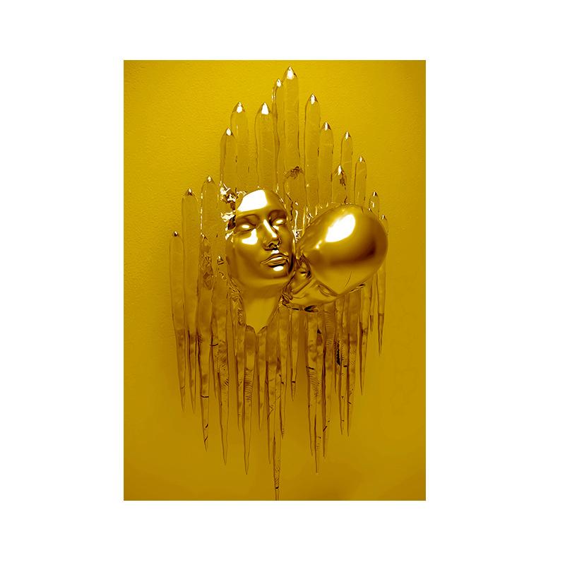 Абстрактная металлическая фигура, статуя, 3D-просмотр, художественные постеры и принты, современные любители, скульптура, холст, картины, настенные художественные украшения,