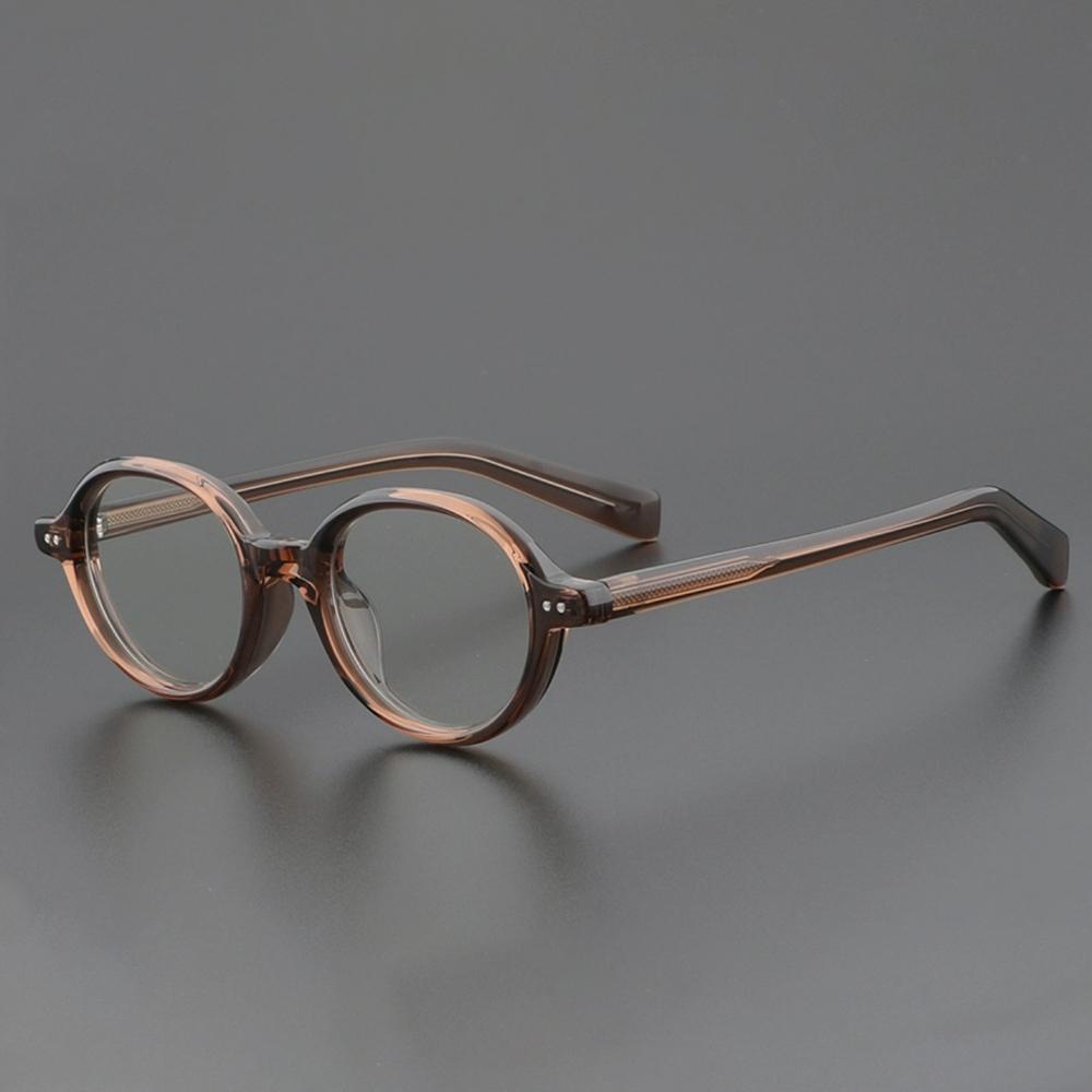 Oval Glasses For Women Retro Acetate Vintage Glasses Frame Optical Round Men Female Brown Green Clear Lens Unisex
