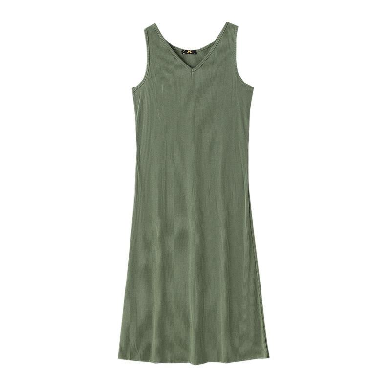 Летний новый стиль свободного трикотажного платья-жилетки без рукавов для женщин больших размеров с хорошей драпировкой