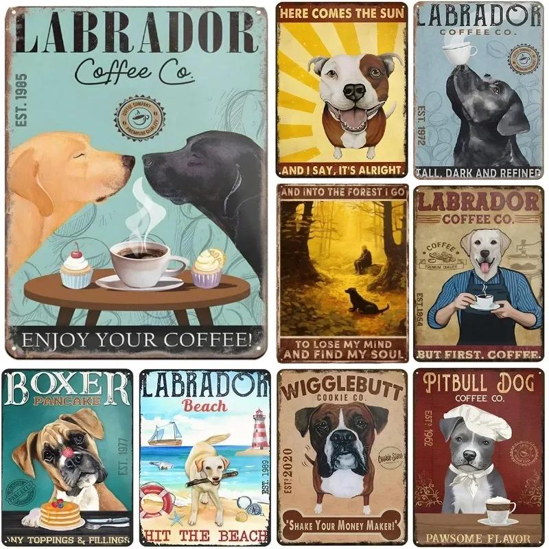 Metal Tin Signs Corgi Labrador Wall Decoration Plaque Vintage Art Poster Iron Painting for Man Cave Home Cafe Garden Club Bar