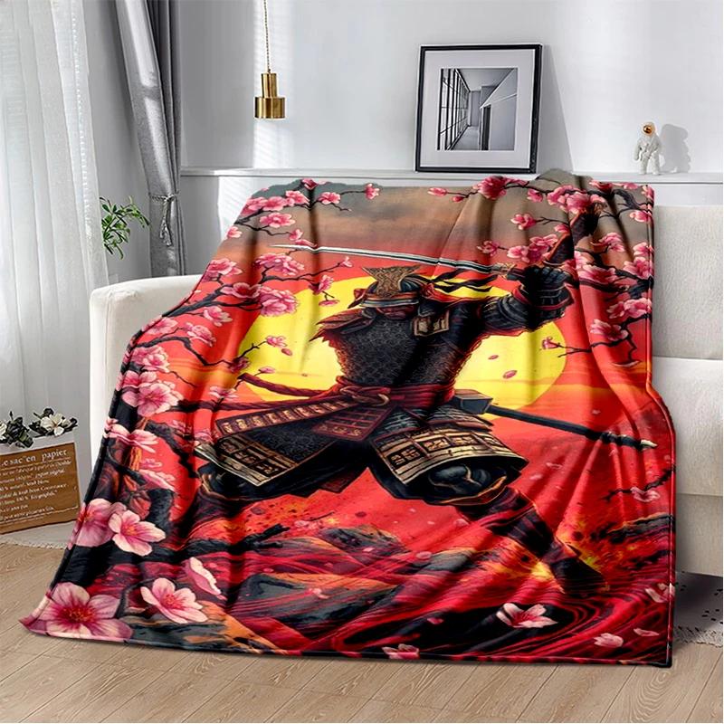 3D Japanese Samurai Bushido Katana Cartoon Game Blanket,Soft Throw Blanket for Home Bedroom Bed Sofa Travel Picnic Cover Kids