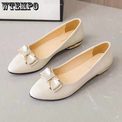 Женские повседневные туфли с острым носком на одной обуви, низкий каблук, толстый каблук и плоская подошва из мягкой кожи весной и осенью