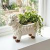 Cute Animal Flower Pot Curly Sheep Planter Pot, Resin Lamb Decorative Shaped Plant for Succulents Cacti Indoor Outdoor Decoration Holder Balcony