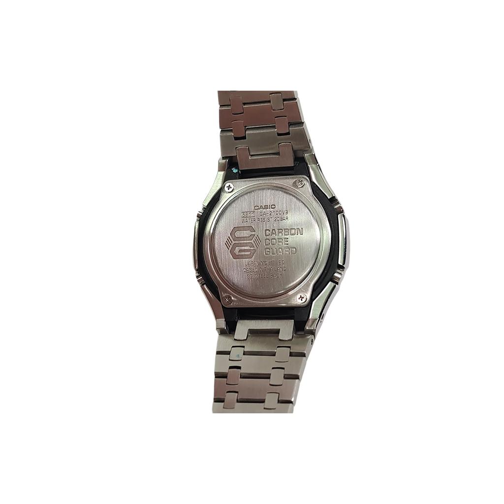 Casio Коллекция Custom GA2100 Кварцевый механизм Ремешок из нержавеющей стали Часы Мужские Часы Черный циферблат GA-2100SKE-7A(Watch3--)