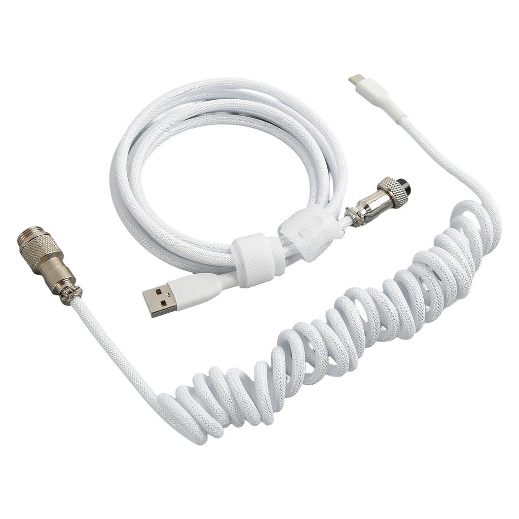 Gaming Keyboard Cable Nylon Type C To USB Double Sleeved Mechanical Keyboard Cable 9.8ft White