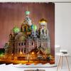 Famous Architectural Scenery Shower Curtain Printed European Landscape Polyster Home Decor Bathroom Curtain with Hooks