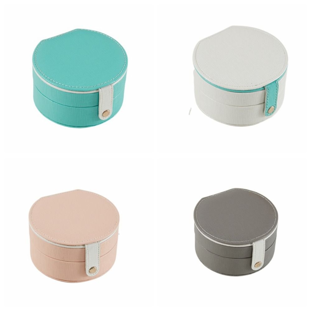 Mirror Earrings Storage Case Leather Mini Jewelry Display Box Simple Jewelry Holder Handbag Gift