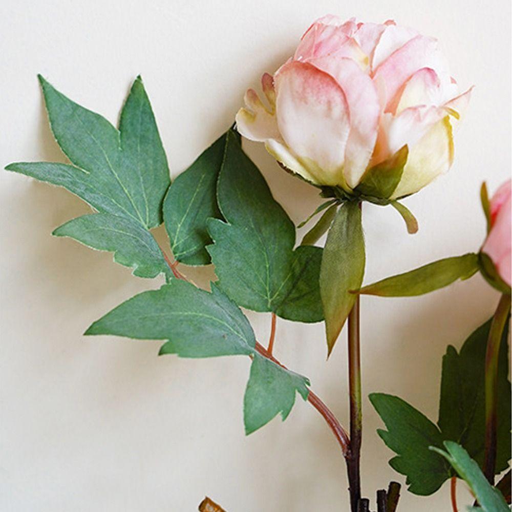 3 Heads Artificial Peony Flowers Bouquet Realistic Simulation Peony Wedding Party Decor