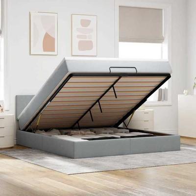 Maison Exclusive - Lit Ottoman Avec Matelas Gris Clair 160x200 Cm Tissu