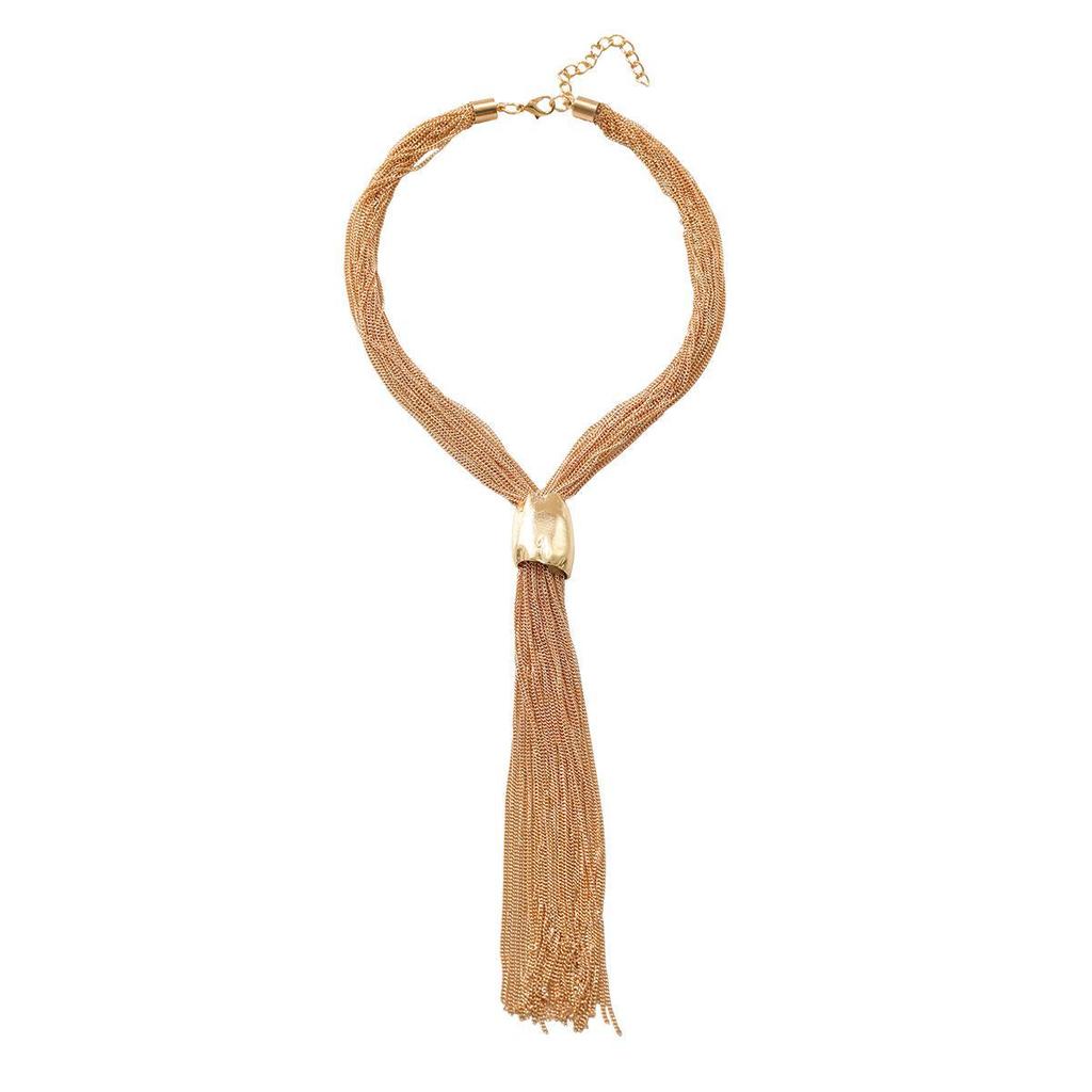 ZA Trendy Punk Metal Tassel Pendant Necklace for Women - High-End Jewelry