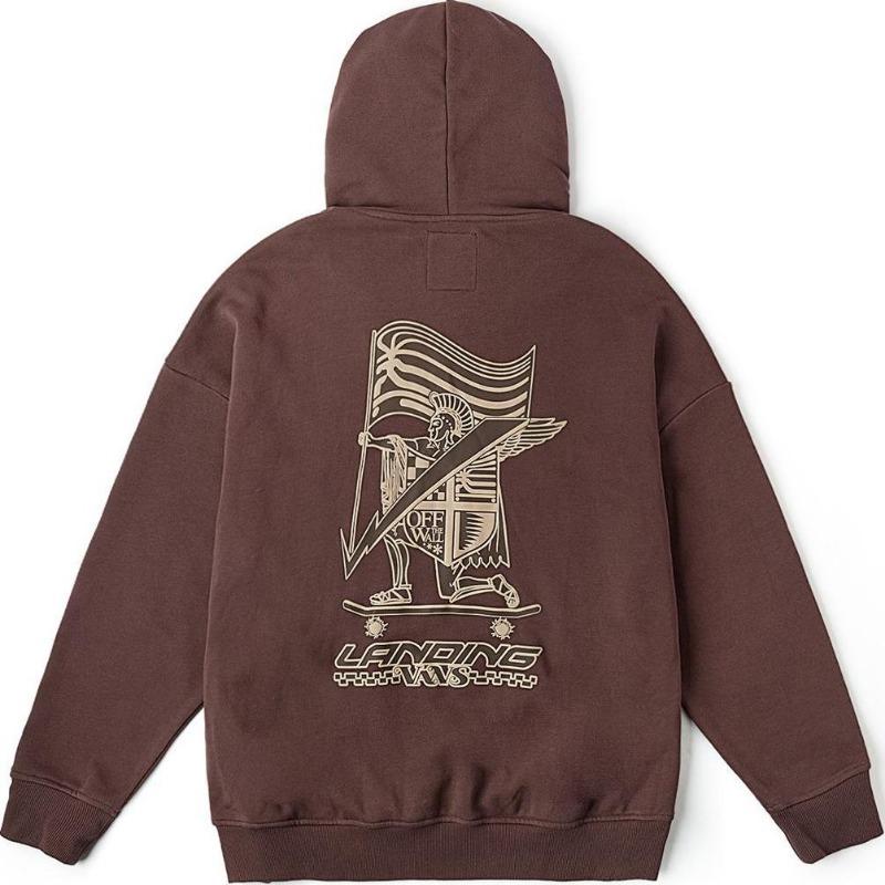 Vans Logo Print Hooded Long Sleeve Sweatshirt Unisex Sweatshirt Chocolate VN000KVHE95