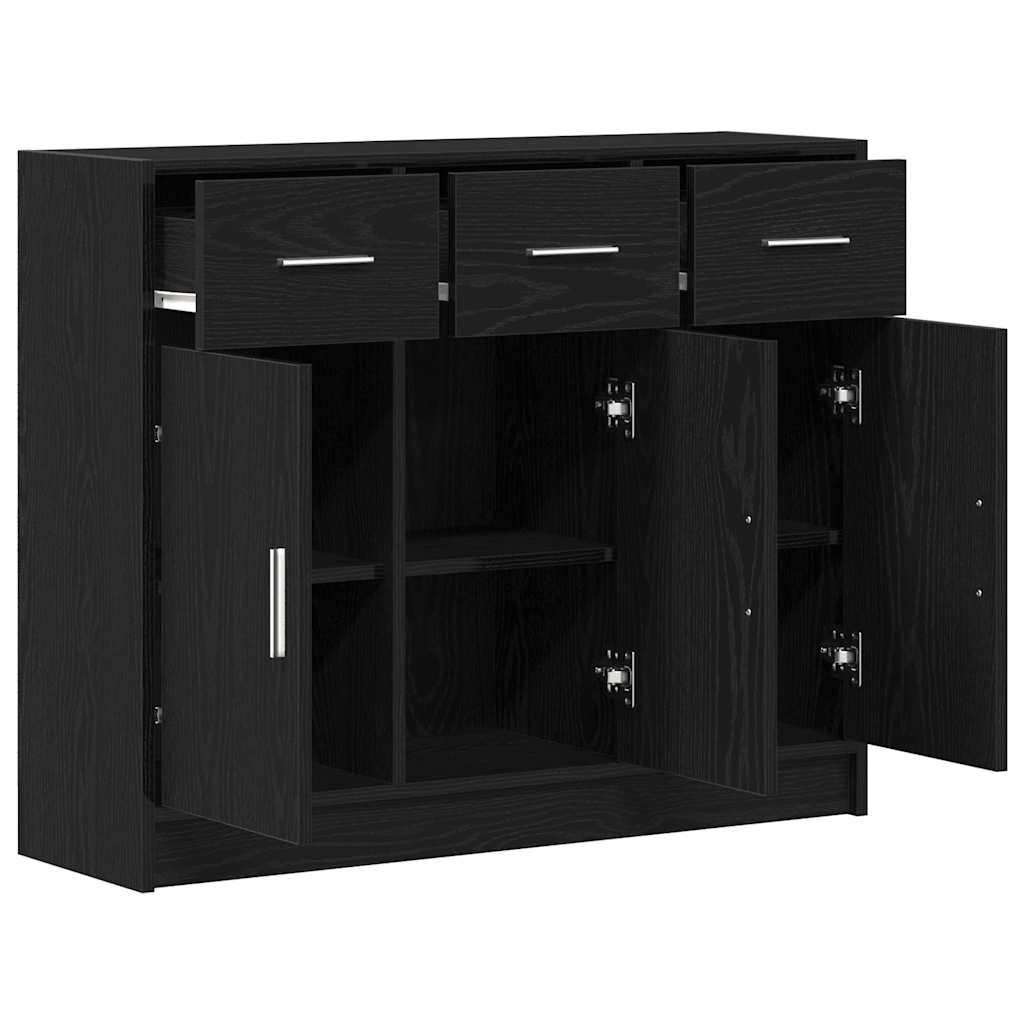 Sideboard in Black Oak Finish 91 x 28 x 75 cm Engineered Wood