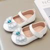 Туфли из кожи на плоской подошве для девочек, свадебная вечеринка, со стразами, модные, мягкие, детские, Мэри Джейн, размер 21-30, весна, новинка
