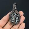 Tree Of Life Snowflake Obsidian Handmade Pure Copper Wire Wrap Amazing Jewelry Pendant